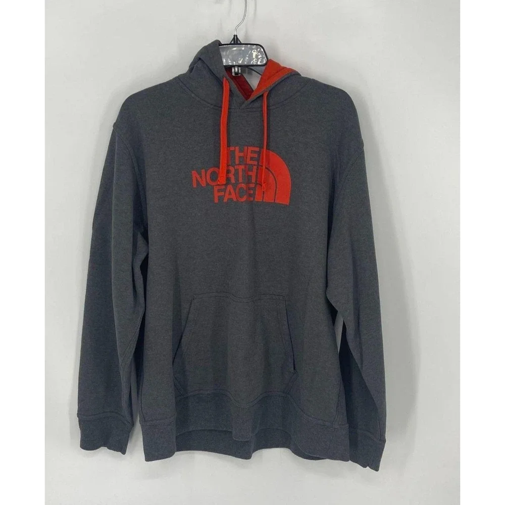 THE‎ NORTH FACE Gray Pullover Hoodie XL Orange Logo Classic
